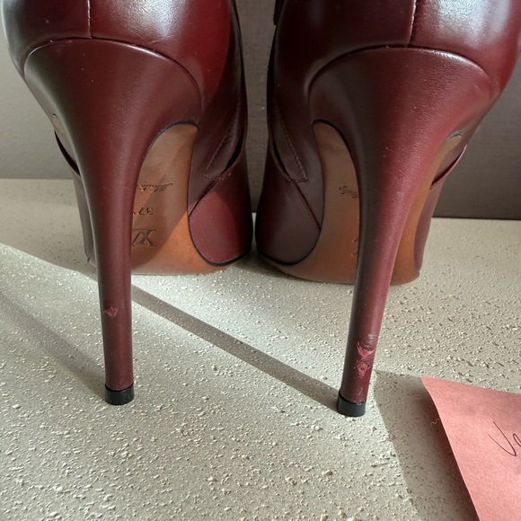 Louis Vuitton Wine Red Leather Mid-Calf Stiletto Boots - Picture 7 of 7